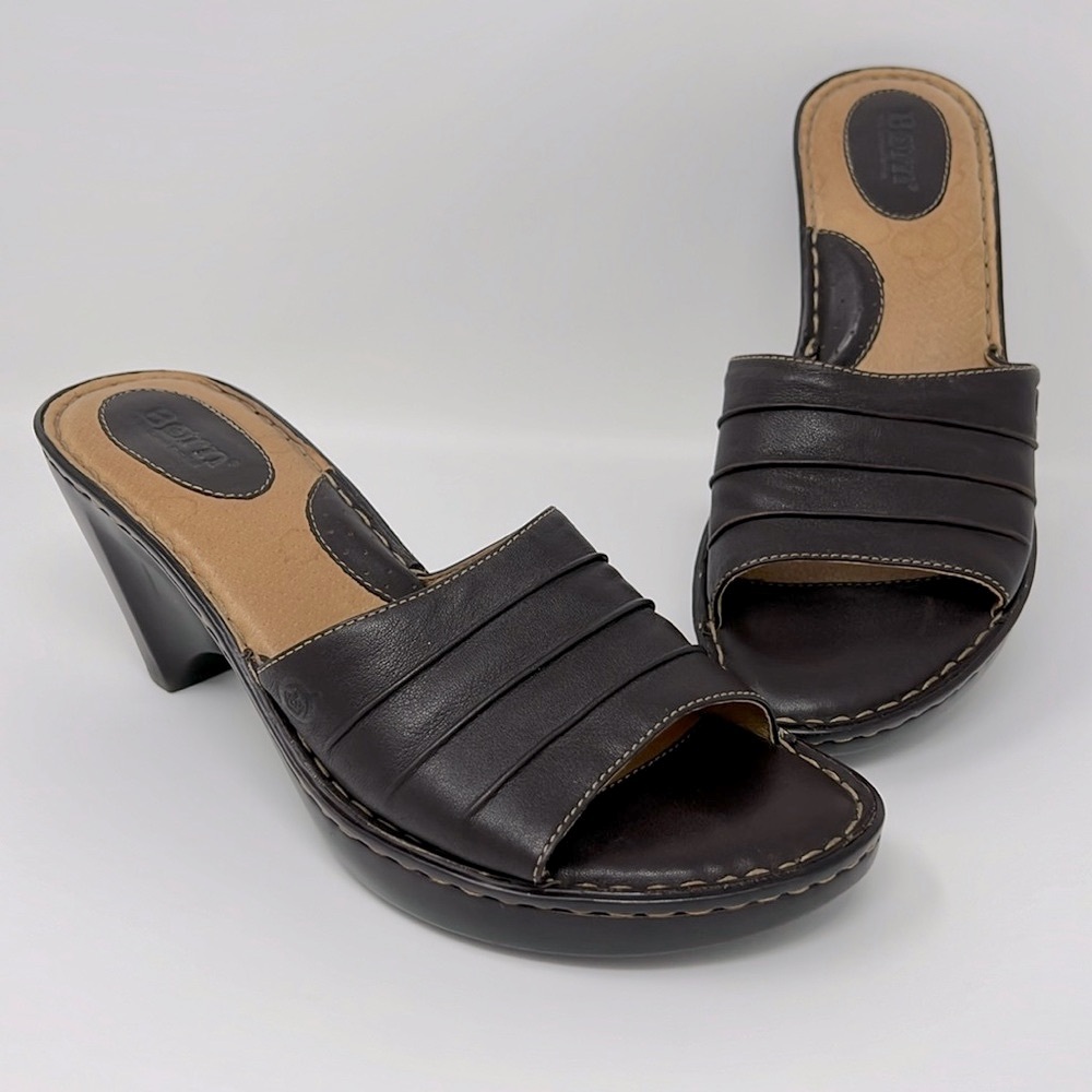 Born Leather Open Toe Slip-on Shoes Sz. 9